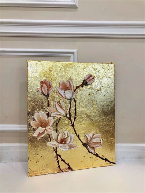Магнолия | Flower painting canvas, Gold art painting, Nature canvas ...