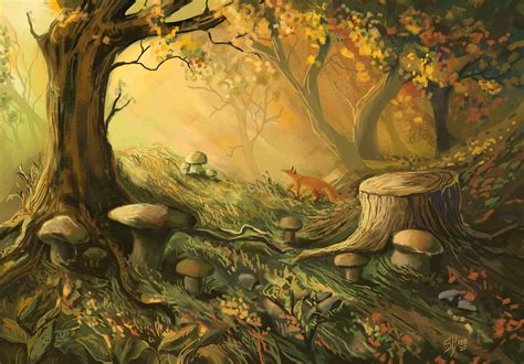 Download Enjoy The Magic Of Nature In A Mushroom Forest Wallpaper