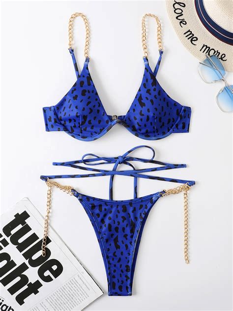 Shein Swim Sxy Ensemble De Bikini Tacheture Cha Ne Armature Soutien Gorge Push Up Tanga