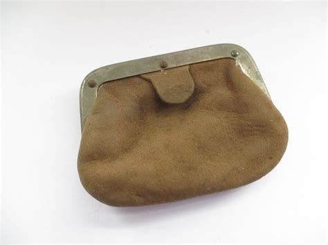 Antique Edwardian Small Suede Coin Purse With Inside Etsy Purses