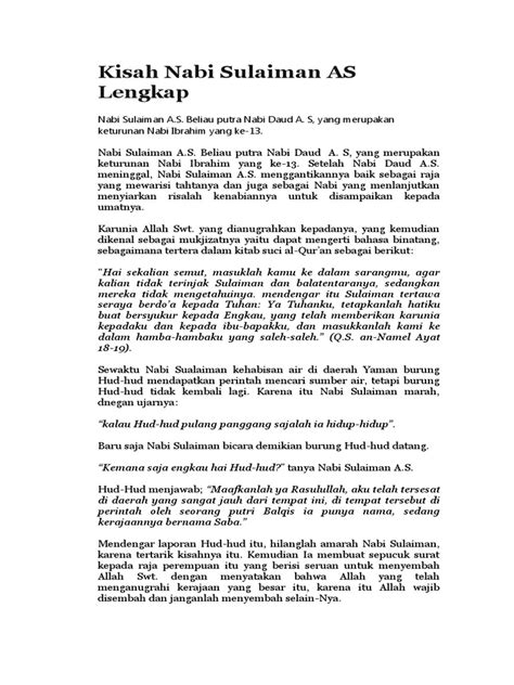 Kisah Nabi Sulaiman As Lengkap Pdf