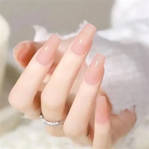 Pcs Box Long Stiletto False Nails With Glue Red Nude Pink White Milktea Color Jelly Nails Tips