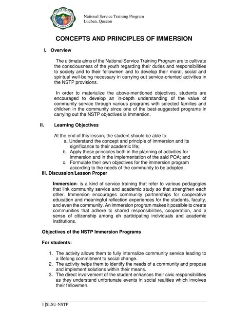 Chapter 9 Concept And Principle Of Immersion 1st Sem 2022 2023 Lucban Quezon Concepts And