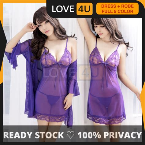 Love Usexy Transparent Lingerie Babydoll Lace Robes G String Pyjamas Pcs Set Sleepwear