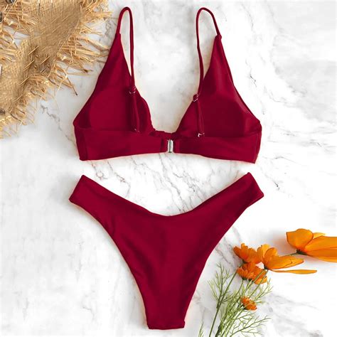 MAILLOT DE BAIN Sexy maillot de bain femmes deux pièces solide dos nu solide Femme Bikini