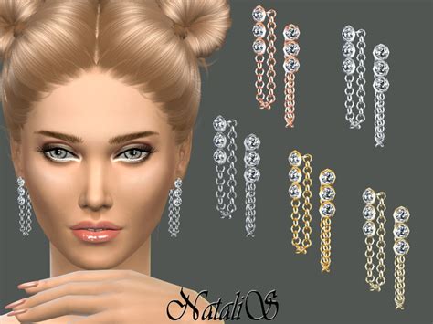 The Sims Resource Natalis Crystals And Chain Drop Earrings