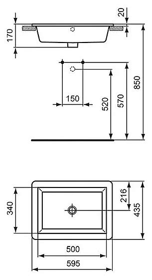 Lavoar Sub Blat Ideal Standard Strada X Cm