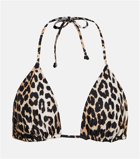 Leopard Print Bikini Top In Brown Ganni Mytheresa