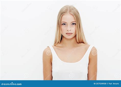 Her Beauty Is Undeniable Studio Shot Portrait Of A Flawlessly Beautiful Blonde Woman Stock
