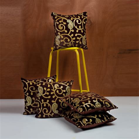 Buy Dark Brown Velvet Solid Cushion Covers Set Of 5 16 X 16 Inch