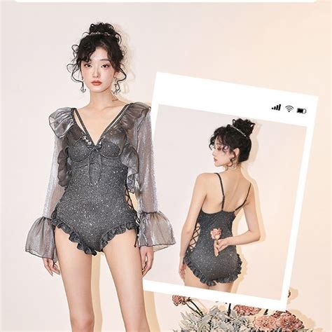 Jual Long Sleeve Blouse Siamese Triangle Swimsuit Hot Spring Swimsuit Shopee Indonesia