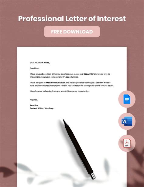 Printable Letter Of Interest Templates