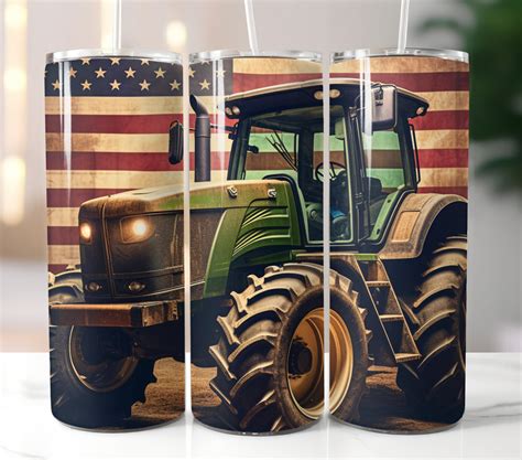 John Deere Tractor Tumbler Wrap PNG 20oz Skinny Tumbler Wraps