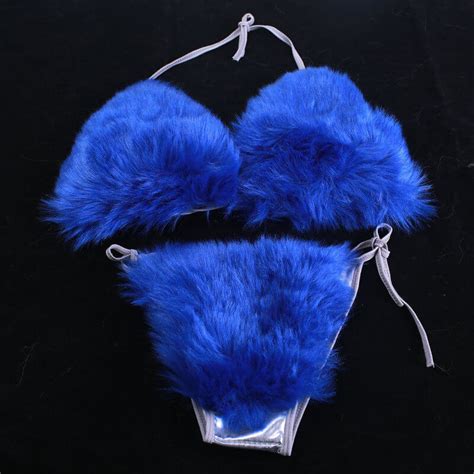 Faux Fur Bikini Set Furry Bra For Women Fluffy Bikini Set Etsy Canada