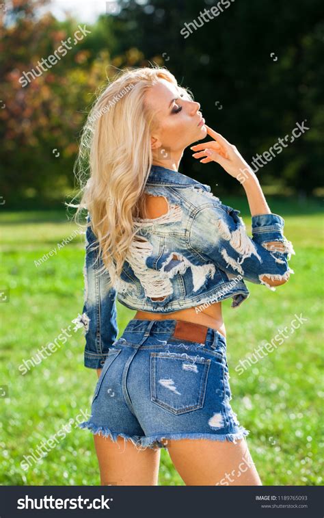 Beautiful Sexy Blonde Woman Dressed Denim Stock Photo 1189765093 Shutterstock