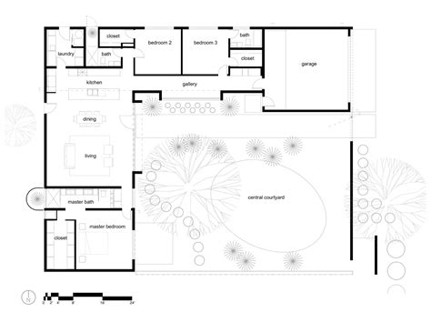 courtyard house plans modern floor plan