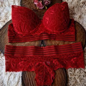 Conjunto De Lingerie Sensual Feminina Suti Bojo Calcinha Fio Dental Em Renda Lingerie