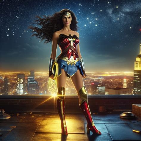 Naked Wonder Woman On Rooftop Justice Truth Unveiled AI Art Generator Easy Peasy AI