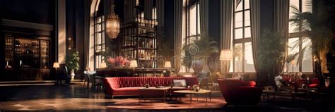 Luxurious Hotel Lobby With Exclusive Furniture And A Luxurious