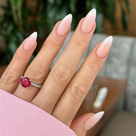 Amazon Qsnidy Press On Nails Almond Ombre Nude To White Fake