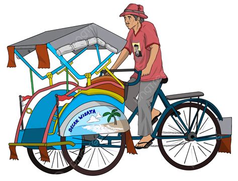 Clipart Becak Gudang Gambar Vector Png