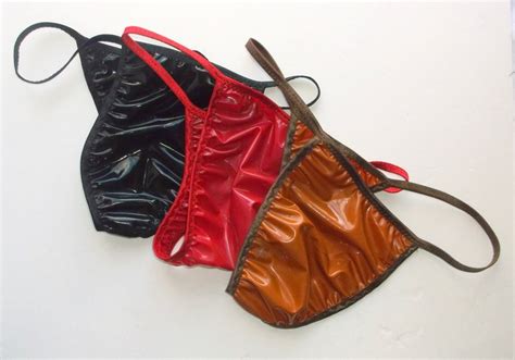 Mens Rio String Bikini Thong LATEX RUBBER Shiny Jelly Colors Etsy Denmark