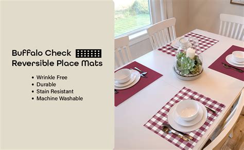 Amazon Buffalo Check Reversible Place Mats Pack Burgundy