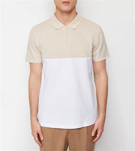 Buy Trendyol Color Block Slim Fit Polo T Shirt In STONE 6thStreet Qatar