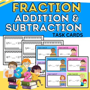 Th Grade Math Task Cards Adding Subtracting Fractions Nf B A