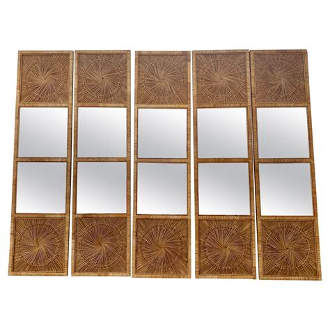 Rattan Woven Wicker Wall Shelf Mirror 1970s For Sale At 1stdibs