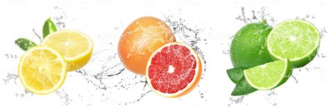 Fresh Fruits With Water Splash With Drops On Isolated White Background