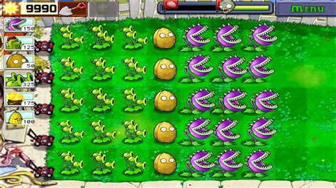 Plant Vs Zombie Threepeater And Chomper Vs All Zombies In Day Level