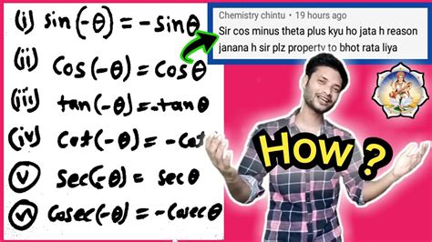 Why Cos Minus Theta Is Cos Theta Cos X Barabar Cos X Cos X