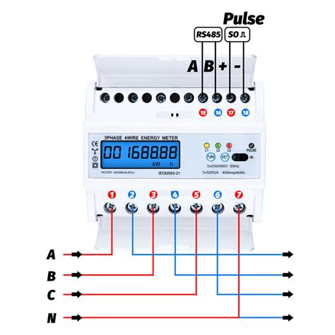 Din Rail Electric Three Phase Energy Meter Rs Kwh Consumption Power