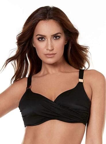Miraclesuit BLACK Solid Criss Cross Bikini Swim Top US 36DDD UK 36E 754509370880 EBay
