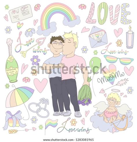 Set Gay Couple Set Doodles Vector Stock Vector Royalty Free 1283081965 Shutterstock