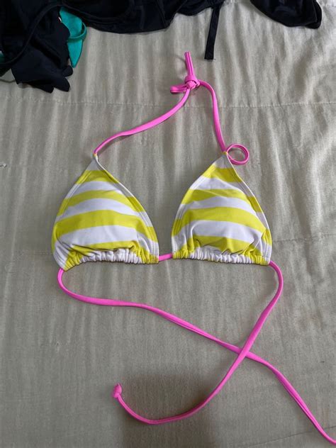 Yellow Bikini Stripe Top Women S Fashion Swimwear Bikinis Swimsuits On Carousell
