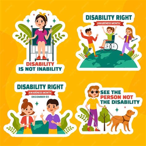 Premium Vector Disability Rights Awareness Month Label Flat Cartoon