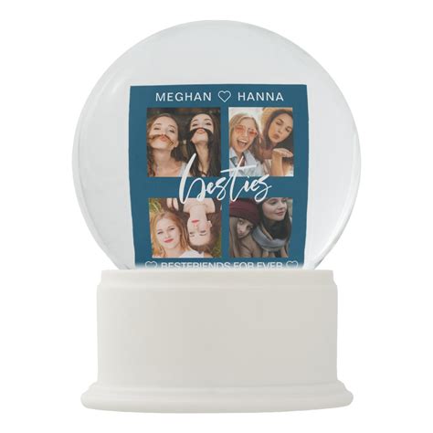 Besties Blue Photo Collage Best Friends Snow Globe Zazzle