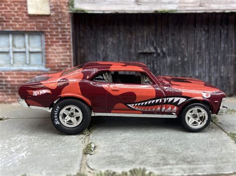Custom Hot Wheels Chevy Nova Red Camo Chrome Star Racing Wheels Hoosier Cheater