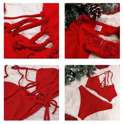 Rxrxcoco Sexy Bandage Bikini Swimsuit Swimwear Women Thong Push Up Bikinis Set Womens
