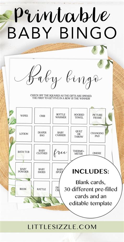 Classic Baby Bingo Gender Neutral Baby Shower Game Printable