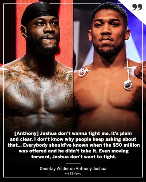 ESPN Ringside On Twitter Wilder Believes Joshua Is Ducking Him