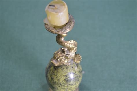 Купить Статуэтка, фигурка, подсвечник "Рыба". Латунь, камень змеевик. в ...