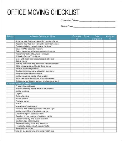 20 Office Move Checklist Template - Free Popular Templates Design