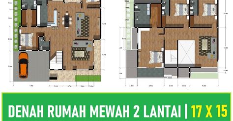 Denah Rumah Mewah 5 Kamar Tidur Dilahan 17x15 Desain Rumah Minimalis