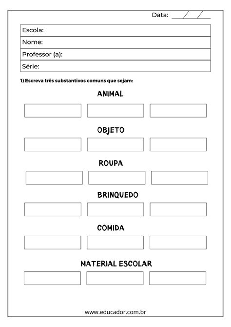 Substantivo Comum E Proprio 2 Ano