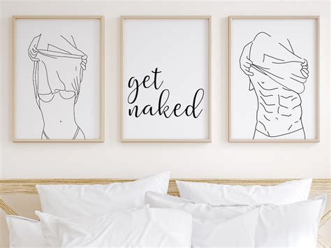 Get Naked Sign Print Set Get Naked Wall Art Poster Bathroom Etsy