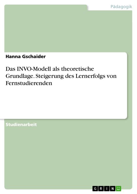 Das Invo Modell Als Theoretische Grundlage Steigerung Des Lernerfolgs