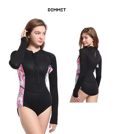 Traje De Buceo Para Mujer Traje De Neopreno De Mm Mm Bikini Rosa De Manga